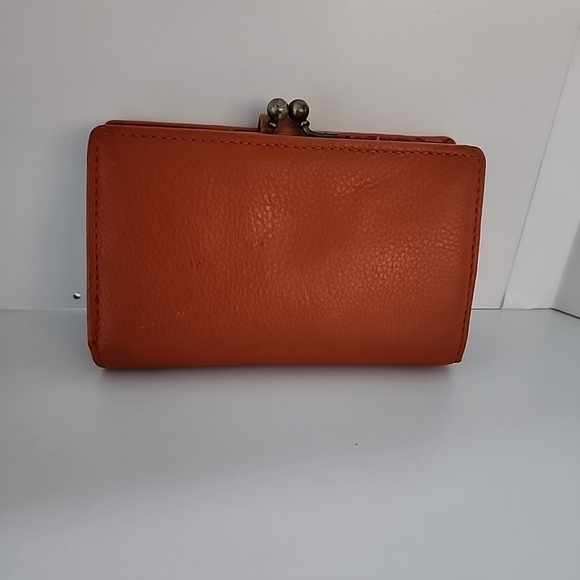 Orange Wallet Folding 17 Credit Card Holder Slots Patterned Interior Vintage - Picture 3 of 13